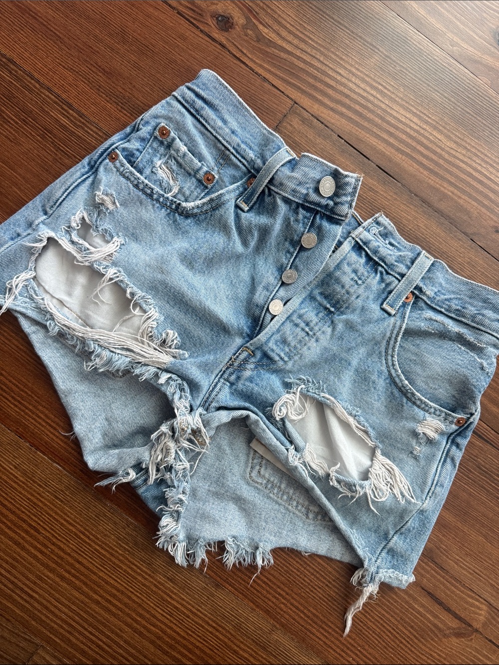 Levi's Light Blue Distressed Cutoff Denim Shorts